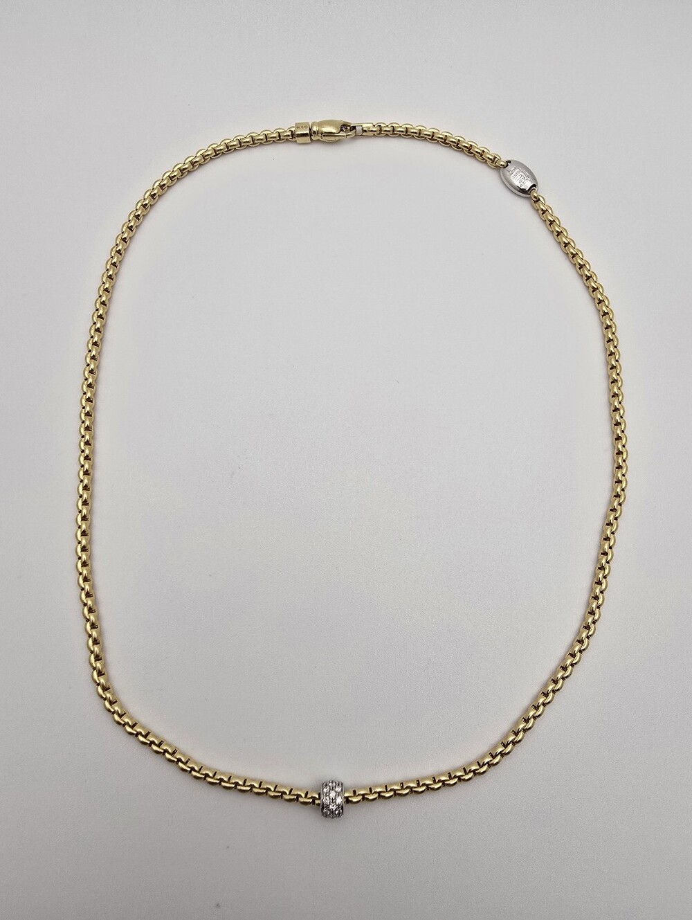 Rare $11999 FOPE Eka Diamond 18k Yellow Gold Small Link Necklace, 17"